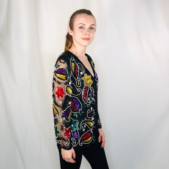 Vintage Nina Couture Beaded Sequin Jacket 0448 - Picture 2 of 7